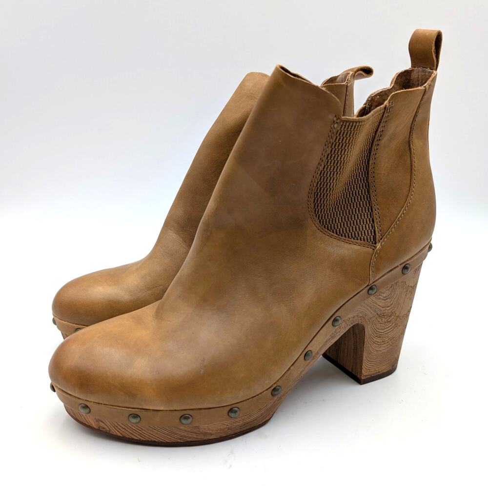 Kork-Ease Deilia Block Heel Ankle Bootie Women's Tan Timber Size US9.5M EU40